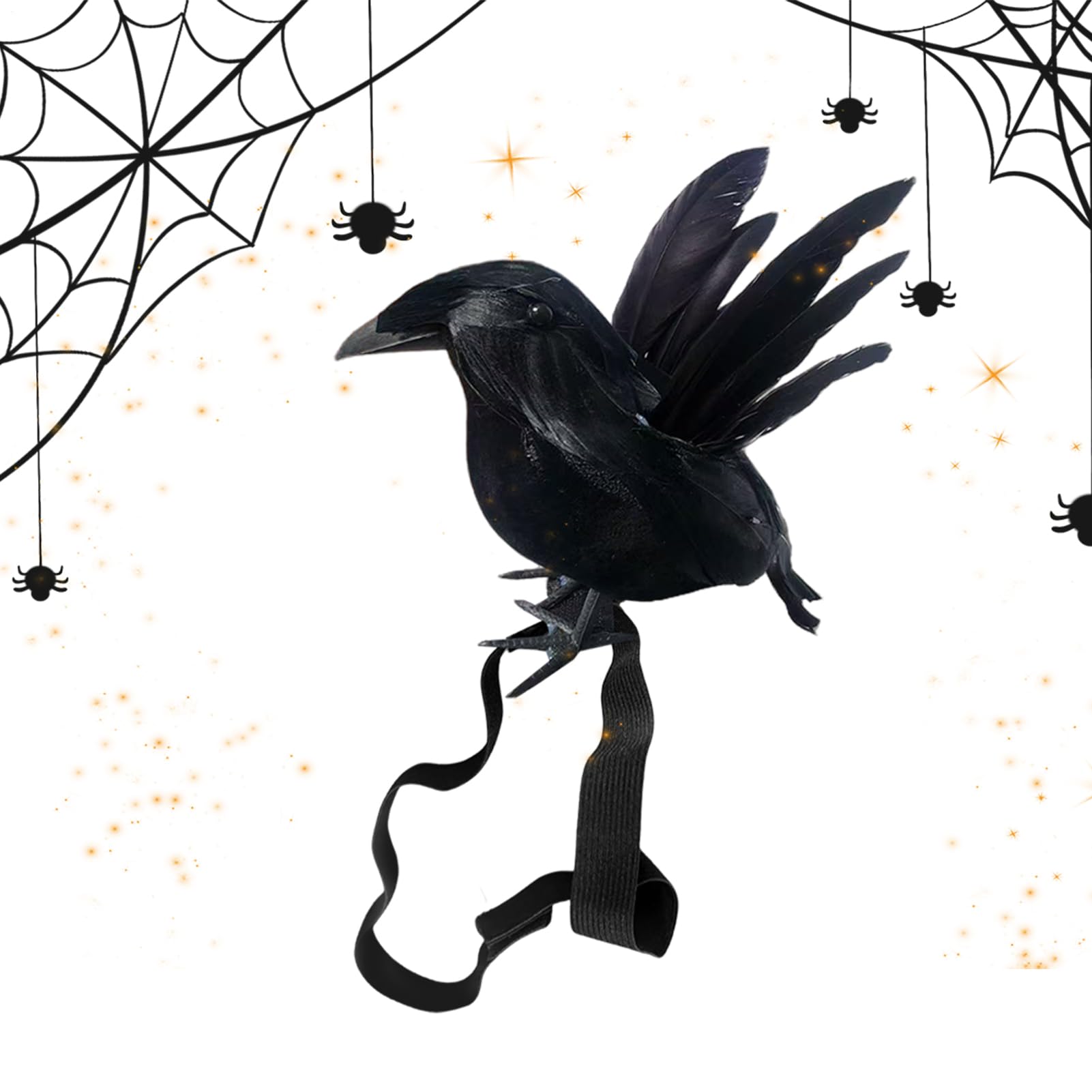 Statua wrony - Halloween sztuczny kruk, rekwizyt cosplay z elastyczn? opask? akcesoria do kostiumu do wewn?trz ogrodu podwórka rami? zewn?trz nagrobki nawiedzony dom podwórko dom