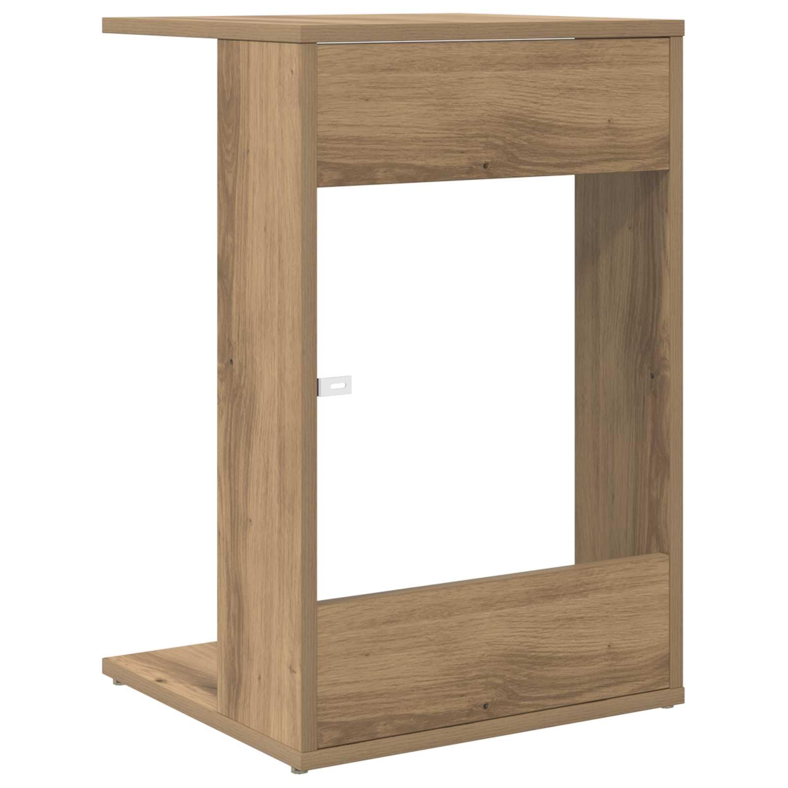 Mesa auxiliar de madera de roble Artisan, 40 x 38 x 62,5 cm, rectangular, para salón, dormitorio, pasillo, con estante para lámpara, bebida, libro y decoración junto al sofá, cama, sillón