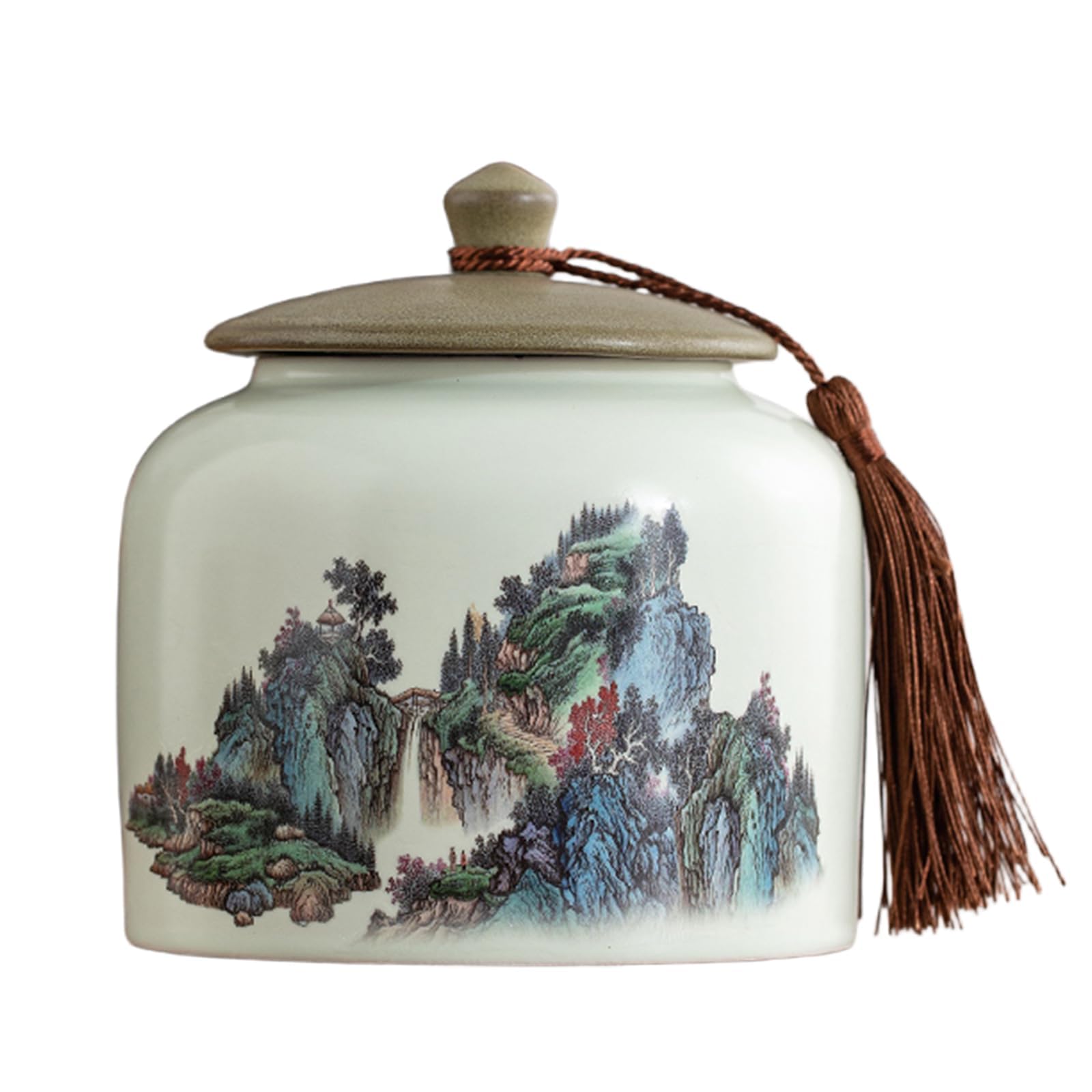 Dxcaicc Ceramic Food Storage Jar Coffee Canister with Lid Cookie Candy Chinese Retro Tea Airtight Vintage Ceramic Storage Kitchen Jar,J