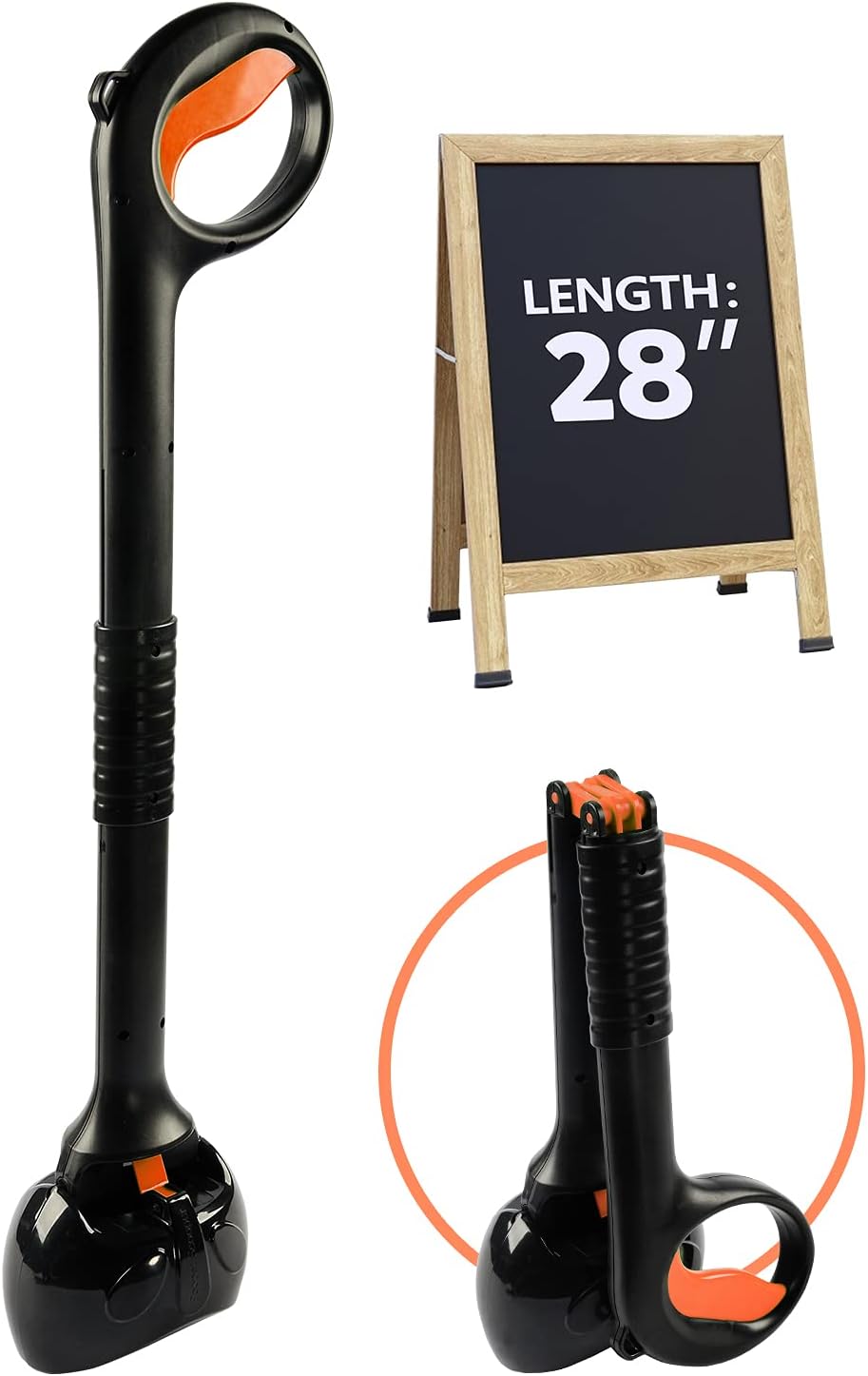 PatiencET Dog Pooper Scooper for Small Medium Large Dogs and Cats Long Handle High Strength Material and Durable Spring Perfect for Grass Dirt Grave Concrete … (31.5 Inch, Black) : Pet Supplies