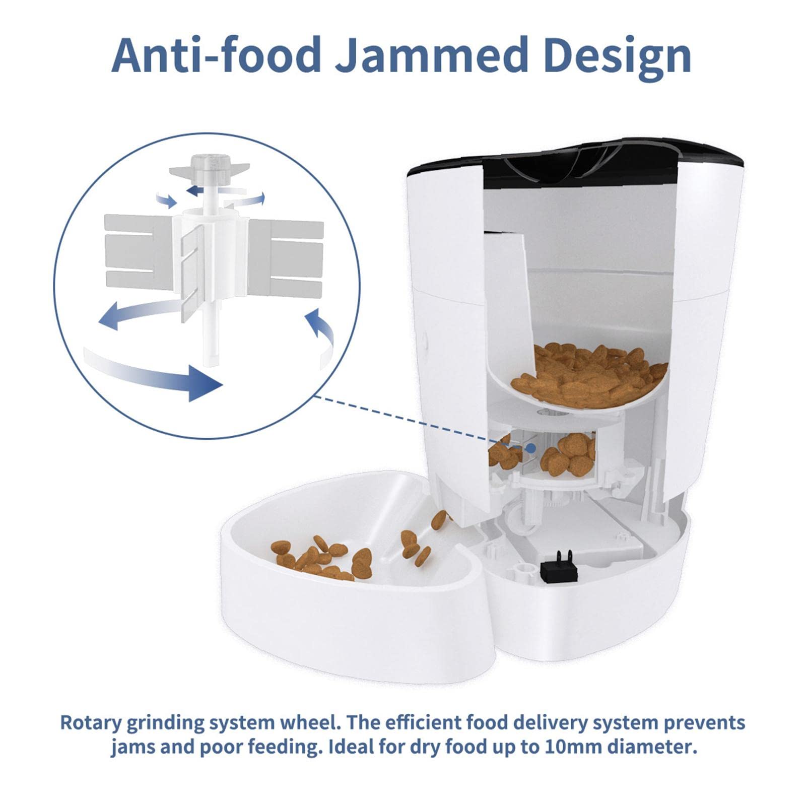 Alimentador Automático para Mascotas Dispensador de Comida Control Remoto Manual Temporizador Inteligente Grabadora de Voz Adecuado para Perros Gatos