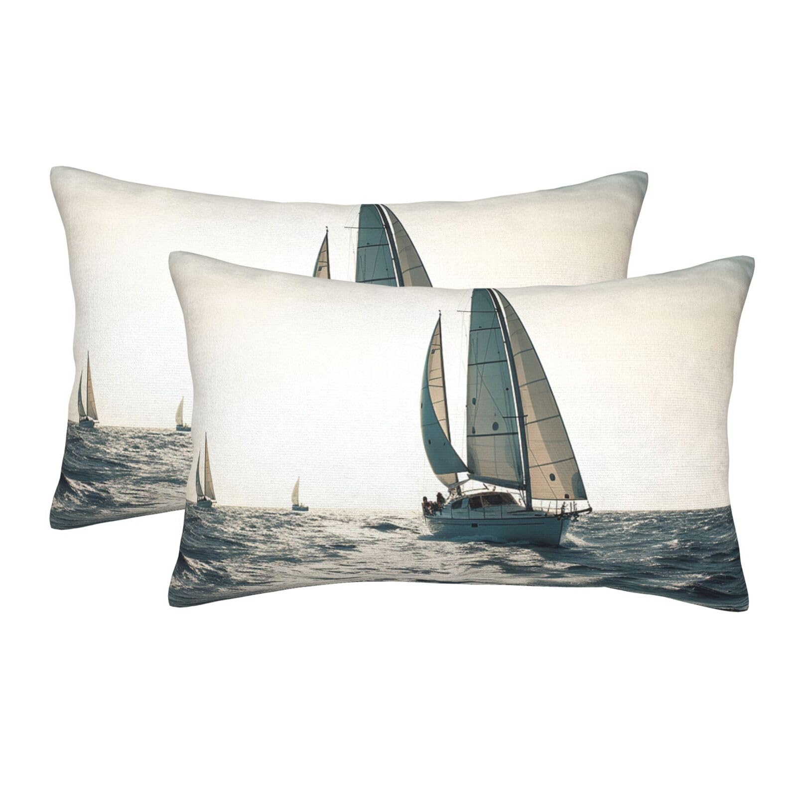 2 Pack Standard Size Pillow Cases for Hair and Skin Soft Breathable Pillow Case Covers with Hidden Zipper Ocean Sailing Pillowcase 20"x30" Pillow Cover for Sleeping Gift