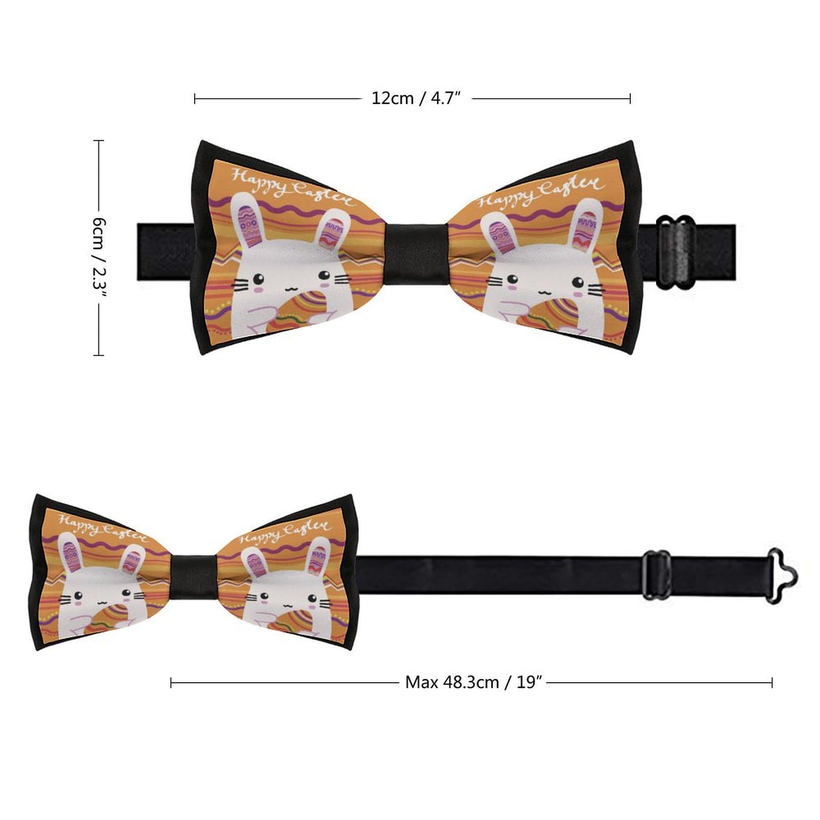 JYYAU Easter Eggs Rabbit Bunny Bow Tie Adjustable Necktie For Men Business Fashion Pre-tied Tie Neckwear Novelty Accessory For Weddings Party Festival