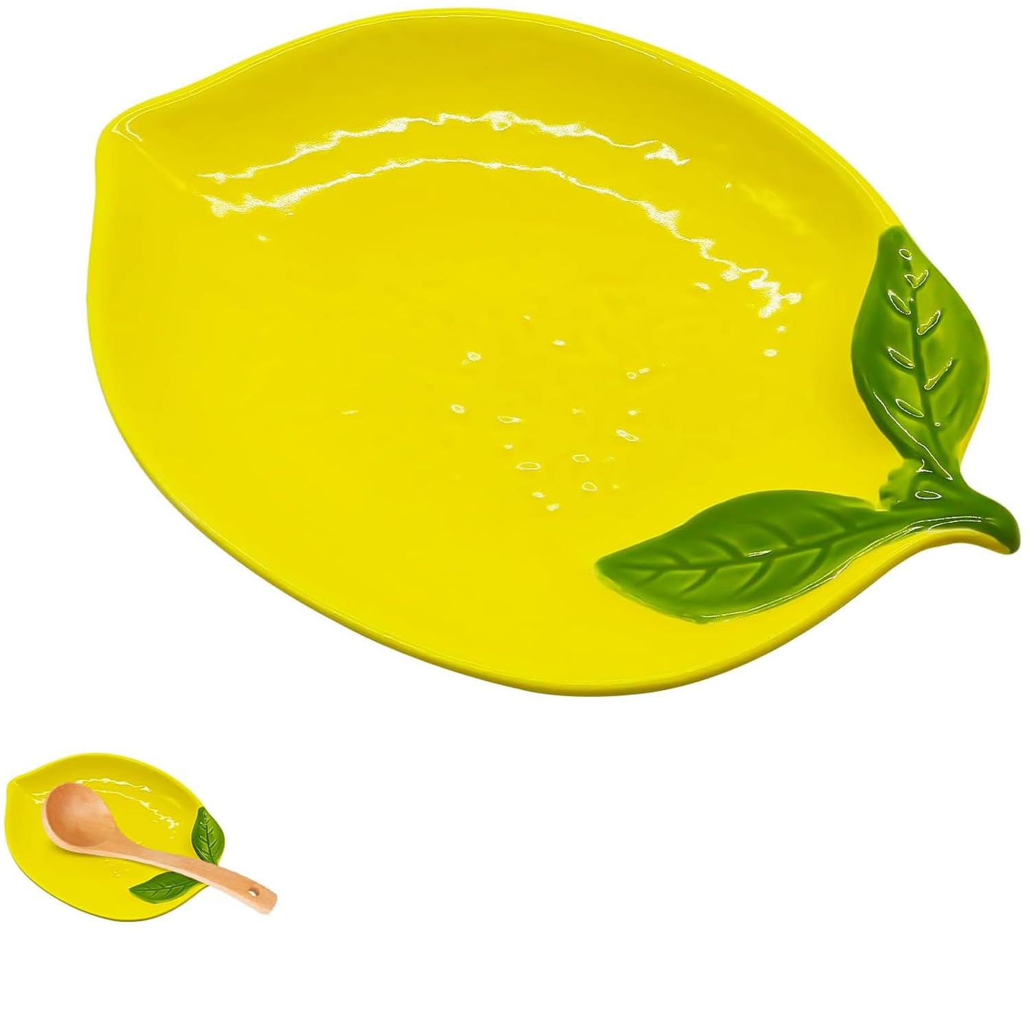 1PC Ceramic Spoon Rest,GXIQYL Lemon Spoon Rest for Kitchen Counter, Heat-Resistant Utensil Holder for Stove Top, Cooking Spoon Holder for Kitchen Counter, Utensil Rest Spatula Rest Ladle Tong Rest