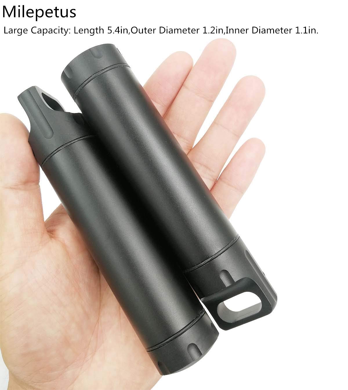 2 x wodoodporna zewnętrzna kapsułka edc EDC Survival pojemnik aluminiowy kapsułka tabletka uchwyt na pigułki dopasowanie hermetycznej butelki (czarna i szampańska)