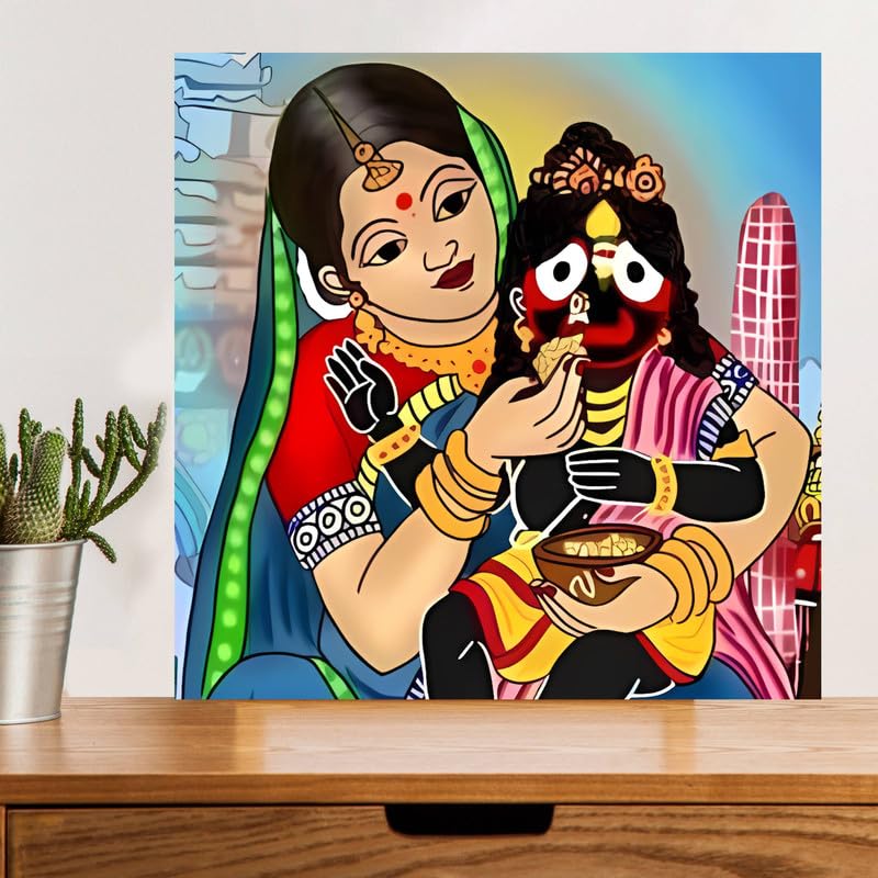 Image of British Terminal Cute little Bal Gopal Baby God Krishna| Kanha Ji | Laddu Lord Makhan Chor Painting Religious Poster for Pregnant Women for wall (matt thin vinyl,sticker,multicolor,unframed)| bj457