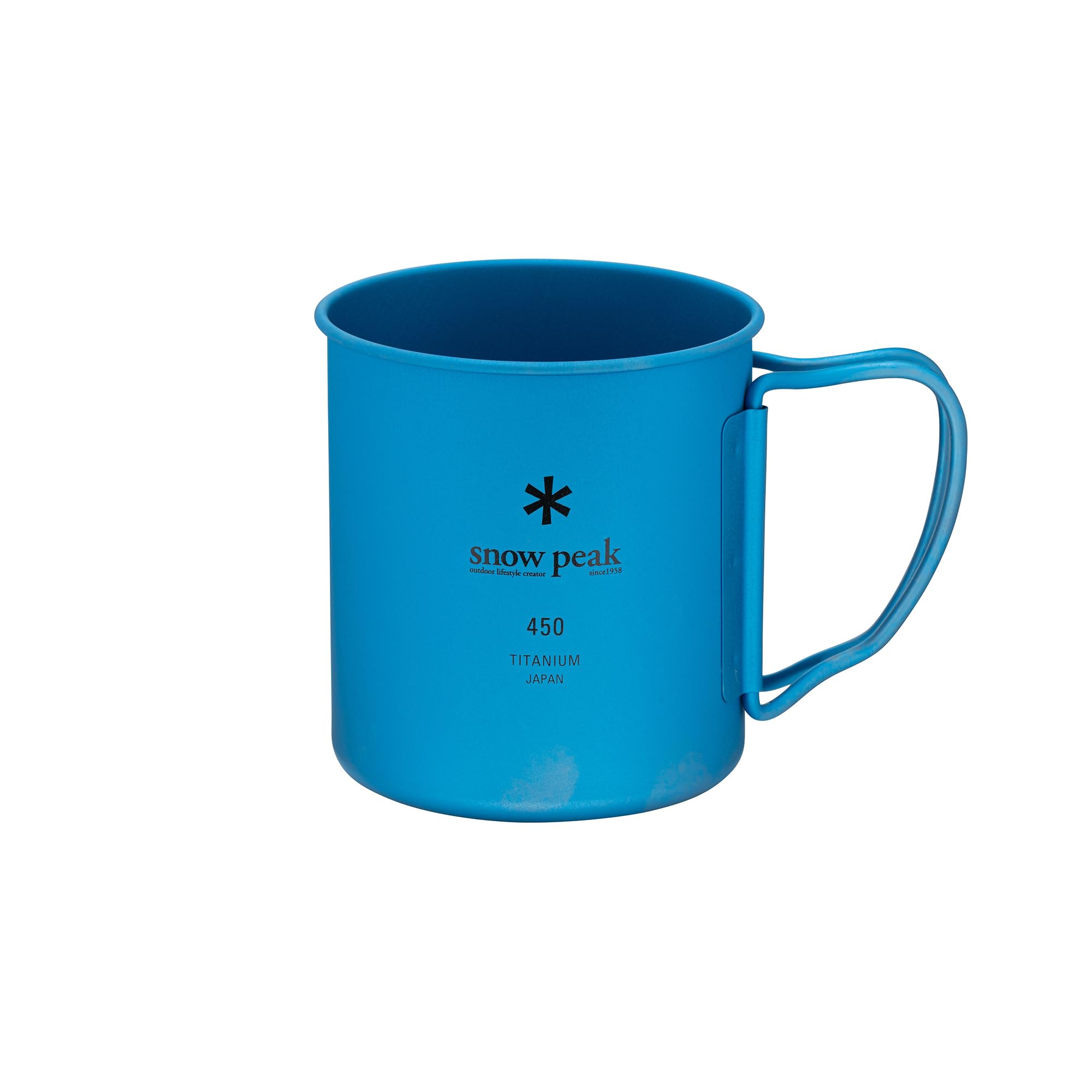 Snow Peak Titanium Single Walled Mug 450ml, Blue, Ultralight Japanese Titanium Mug for Camping & Outdoors