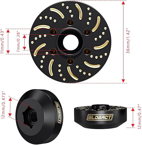 Miniatura 3 de GLOBACT Juego de pesos extendidos de latón negro de 1.47 oz (340 g) de contrapeso, cubo hexagonal extendido de 0.47 pulgadas para 1/10 Trx4 Trx6