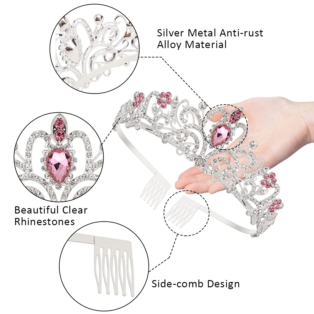 Amazon.com : Didder Elegant Silver Tiara with Pink Crystals  display picture 3