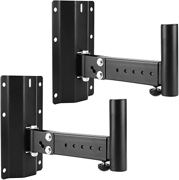 QWORK Heavy-Duty Speaker Brackets, 2 Pack DJ & PA Speaker Bracket, Wall Mount Speaker Stand, Adjustable PA Speaker Mount Bracket Holder