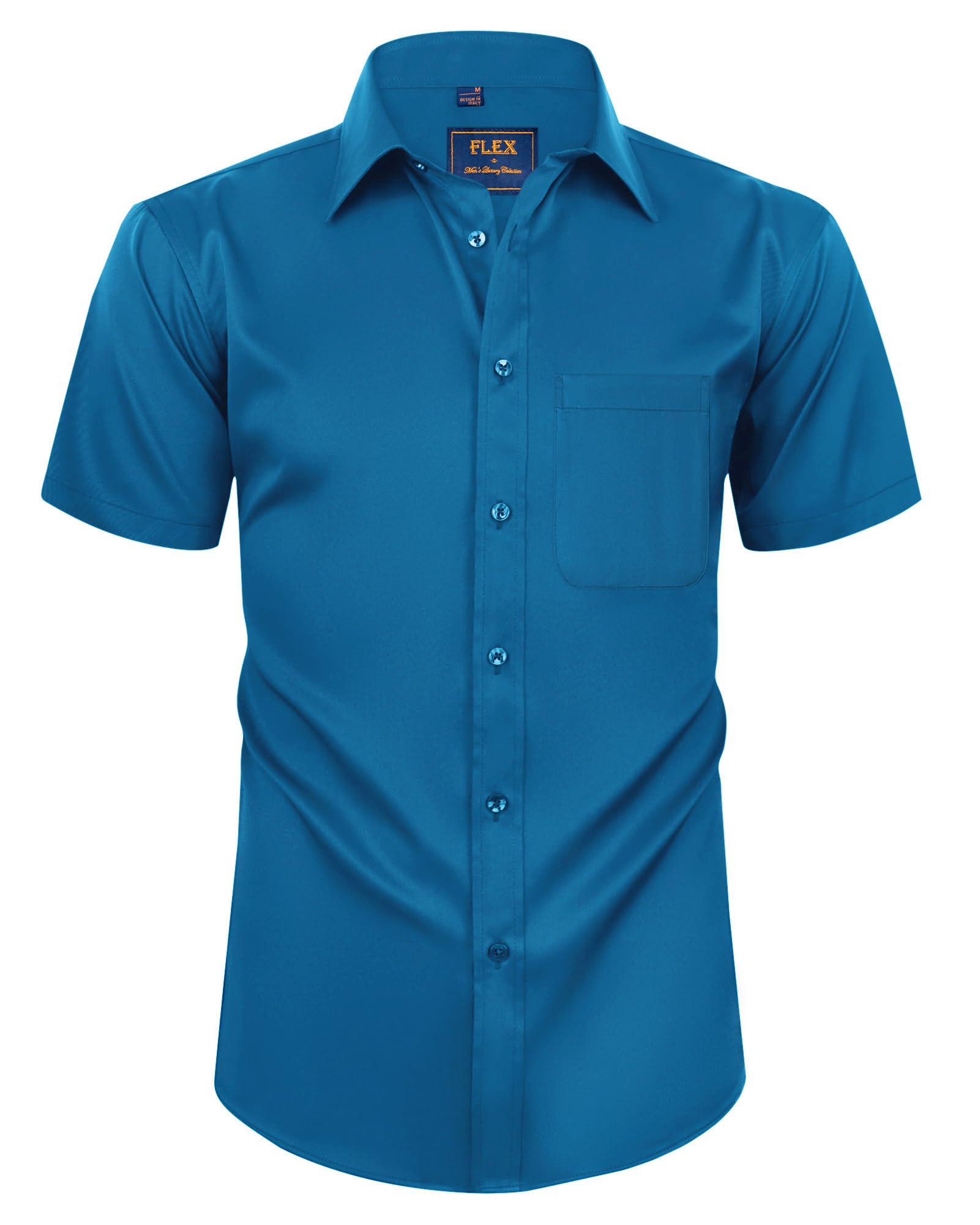 siliteelon Herren Kurzarm Hemden Casual Regular Fit Bügelfrei Business Hemd Faltenfrei Formales Hemd mit Tasche