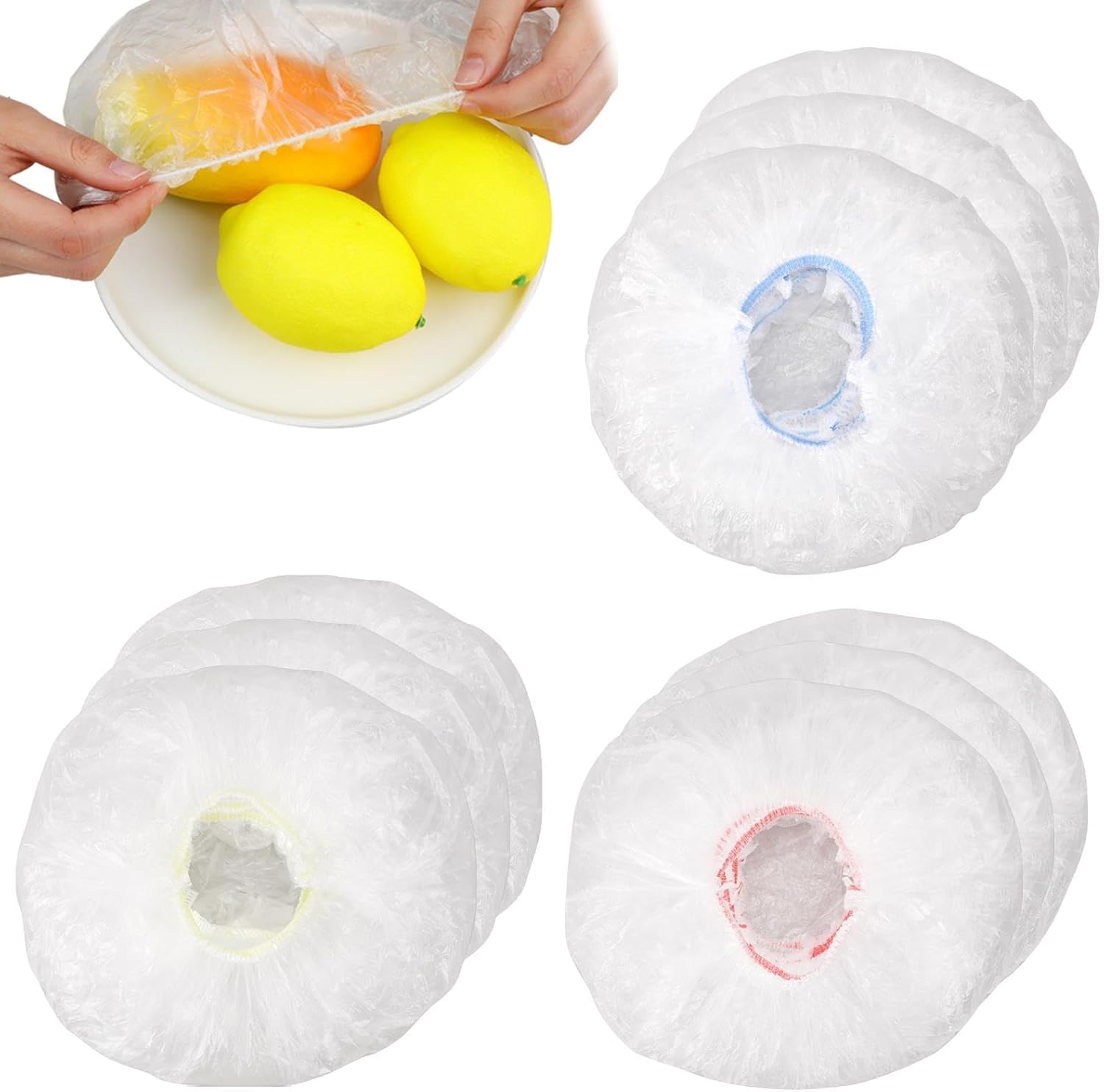 100PCS Plastic Bowl Covers Reusable Elastic Bowl Covers for Food Storage, Fresh