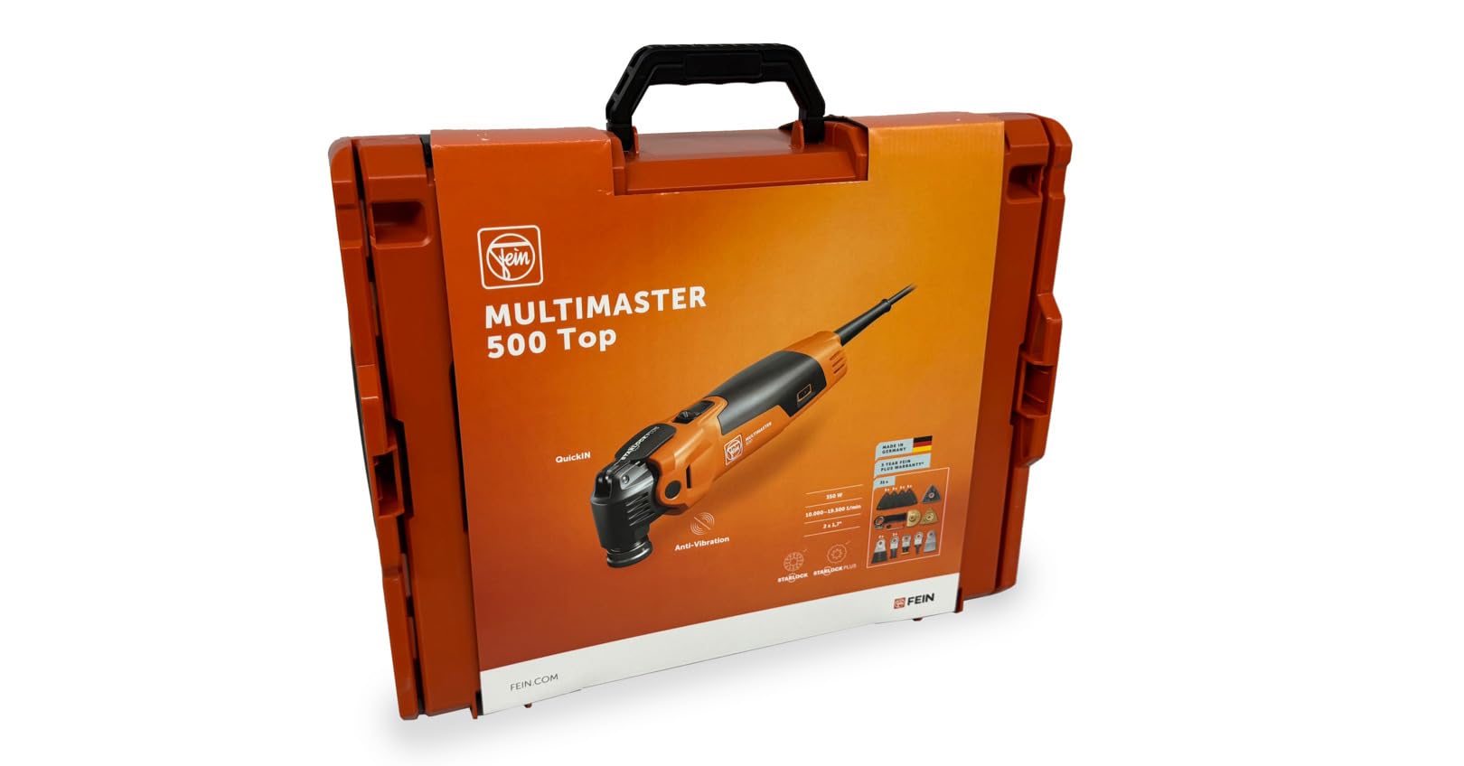 FEIN Multimaster MM 500 Plus Top, rápida velocidad de corte con más de 30 accesorios, Motor FEIN 350 W, Sistema antivibración, Portaherramientas StarlockPlus, Cambio de herramienta rápido QuickIN