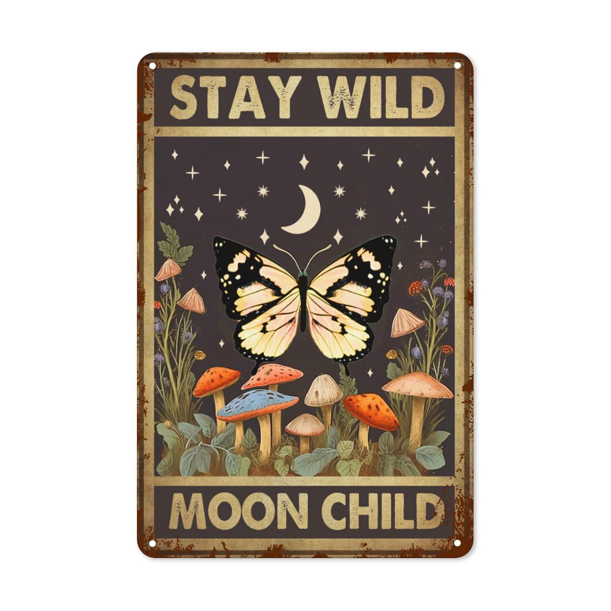 Kwqdozf As Pic Vintage Metal Tin Sign Moon Child Wall Art For Home Kitchen, 8X12 Inch