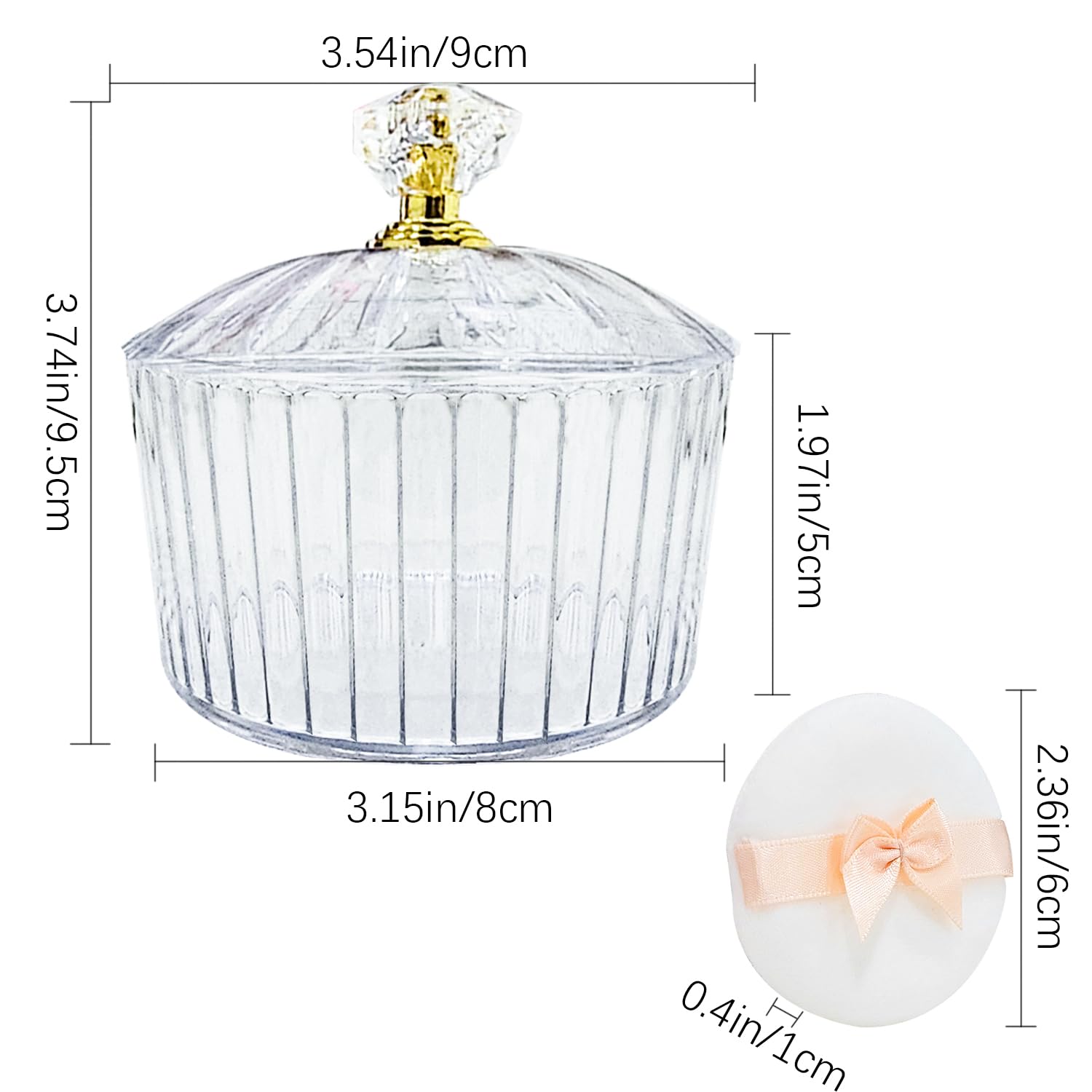 3 Pcs Body Powder Puff and Container Face Body Powder Puff Plastic Body Powder Puff Dish Fluffy Soft Large Powder Puff for Women(Roman jar Shape)