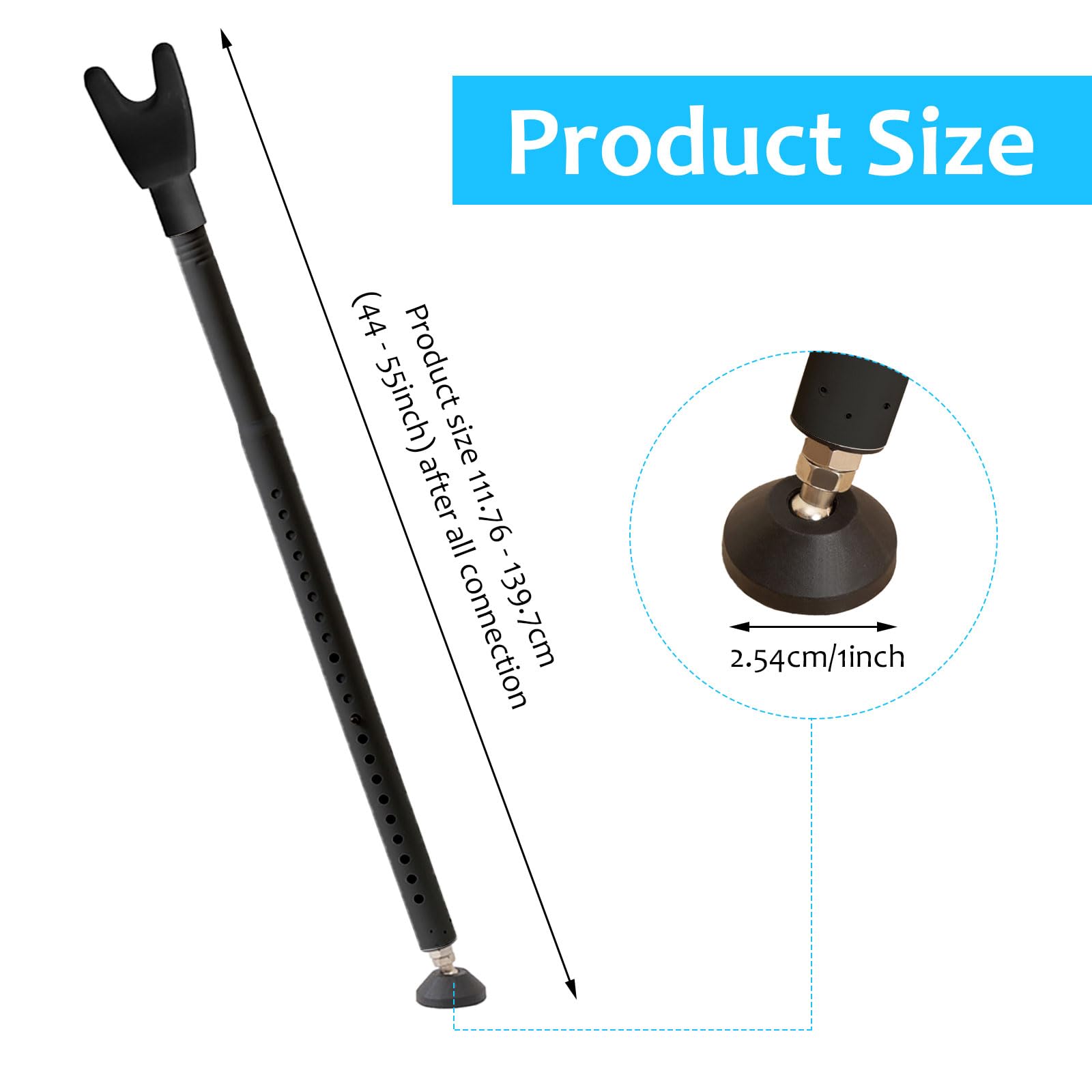 Qvine Securite Porte d'entrée Réglable 48-129 cm, Barre Anti Effraction pour la Porte Standard et Coulissante Jusqu'à 400lb, Barre de Porte Antidérapant pour Maison Appartement (Noir)