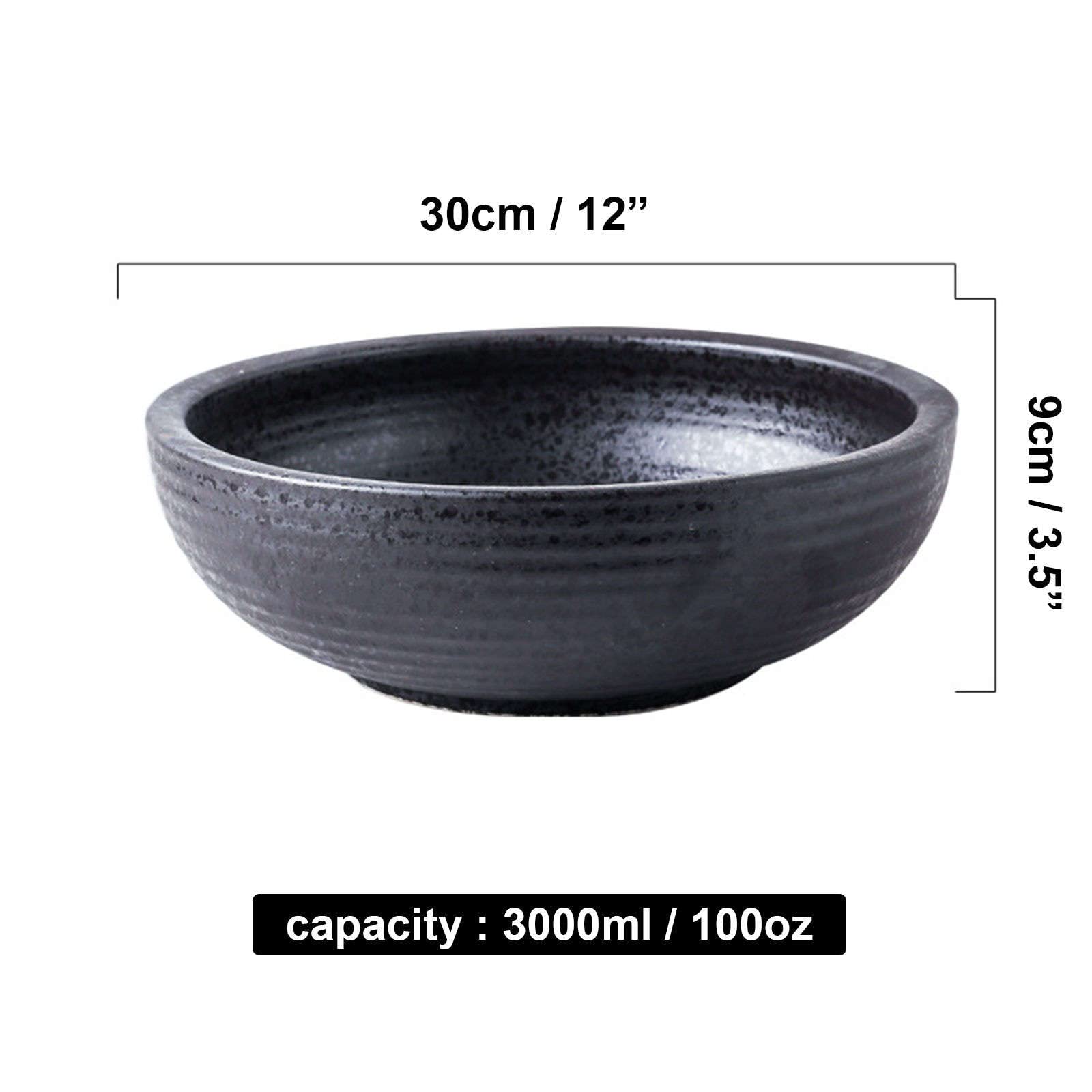 Ensaladera De Pasta De Cerámica Ensaladera Grande De 24 Cm, Ensaladera Extra Grande De Cerámica, Ensaladera Grande De Porcelana Grande, Plato De Ensalada Grande Colorido-2000ml-Blanco (Negro y Amari