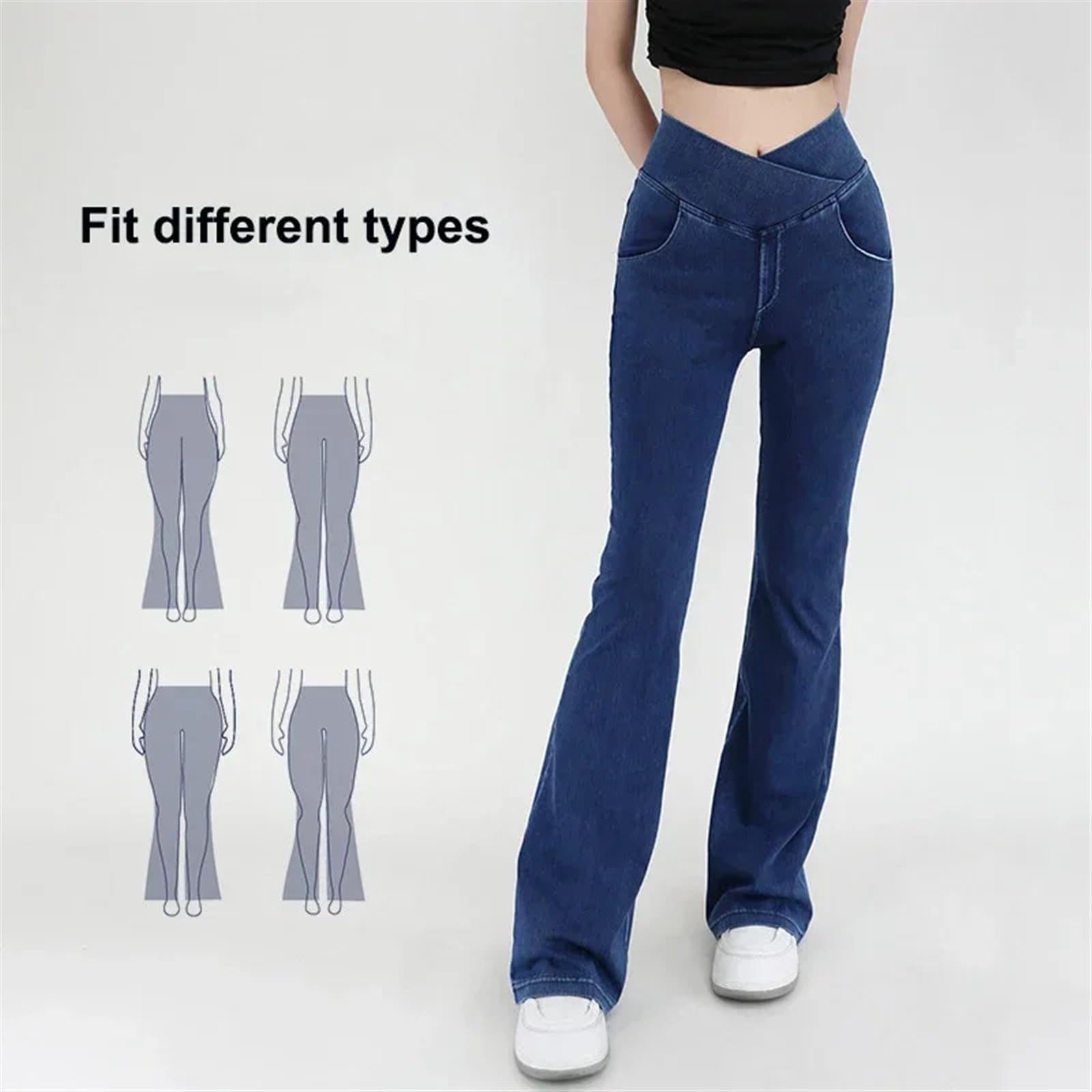 Pantaloni a Zampa da Donna - Jeans Elasticizzati in 4 direzioni, Pantaloni Casual a Zampa d'elefante, Pantaloni da Palestra Elastici, Traspiranti(Black Pants,XXL)