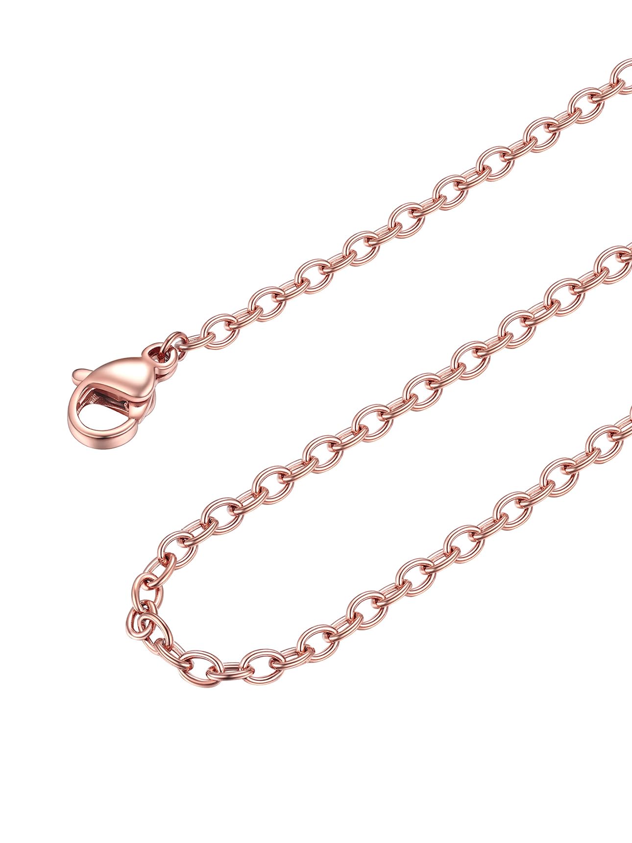 FOCALOOK Edelstahl Kette Damen 1.4mm/2mm dünne Rolokette Edelstahl Halskette Ersatzkette für Anhänger Silber/Gold/Rosegold/Schwarz wählbar 35/40/45/50/55/60/65/70/75cm Länge