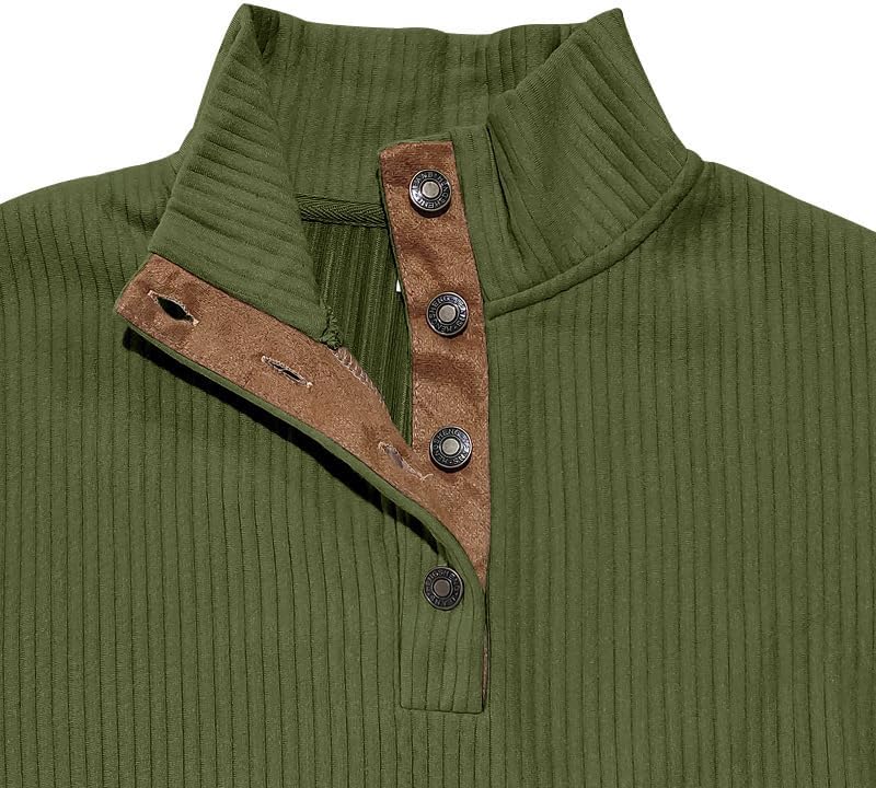 Men's Casual Striped Sweatshirt Autumn/Winter 1/4 Button Loose Pullover Sweatshirt for Vacation and Daily Life - Image 3