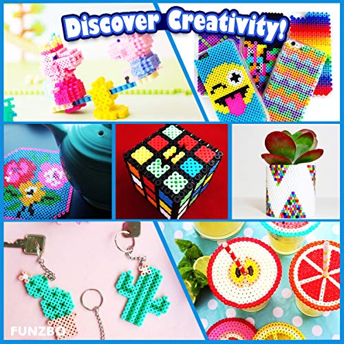 FunzBo Fuse Beads Craft Kit - 111 Patterns Melty Fusion Colored Beads Arts and Crafts Pearler Set for Kids - 5500 5mm Bead 9 pegboards for Boys Girls Age 5 6 7 Classroom Activity Gift (Large)