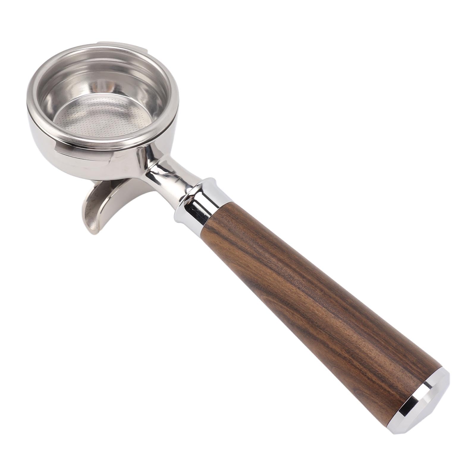Portafiltro de café de Acero Inoxidable de 58 Mm con 2 Boquillas y Agarre de Madera para Escena NOWWA (Escriba una rama de ácido negro)