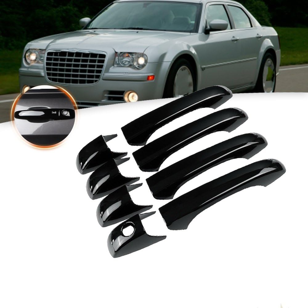 Per Chrysler 300 300C 2005 2006 2007 2008 2009 2010 Gloss Black Copertura Maniglia Esterna Adesivi Car Styling Accessori Gadget (4Handle 1Keyhole)