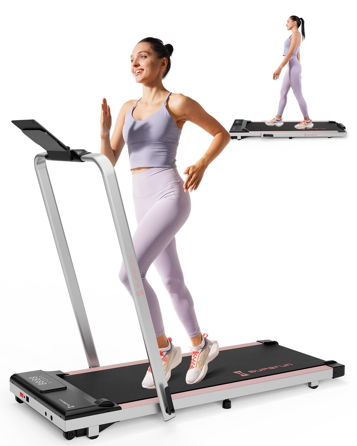 3 in 1 Walking Pad Treadmill- 3.0HP Folding Treadmills for Home Easy to Store, 300LBs Capacity Under Desk Treadmill Free Installation and Low Noise for Office Work