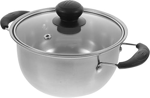BESTonZON Olla de sopa de acero inoxidable 1pc Olla de leche de acero inoxidable con cubierta 16c olla multifuncional olla multiuso