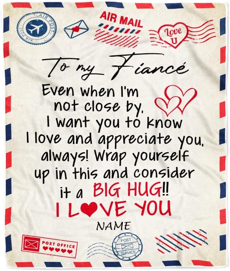 Personalized to My Fiance Blankets Fall in Love with You Future Husband Fiance Birthday Valentine's Day Christmas Customized Fleece Blanket (60 x 80 Inches - Adult Size), Multicolor 323