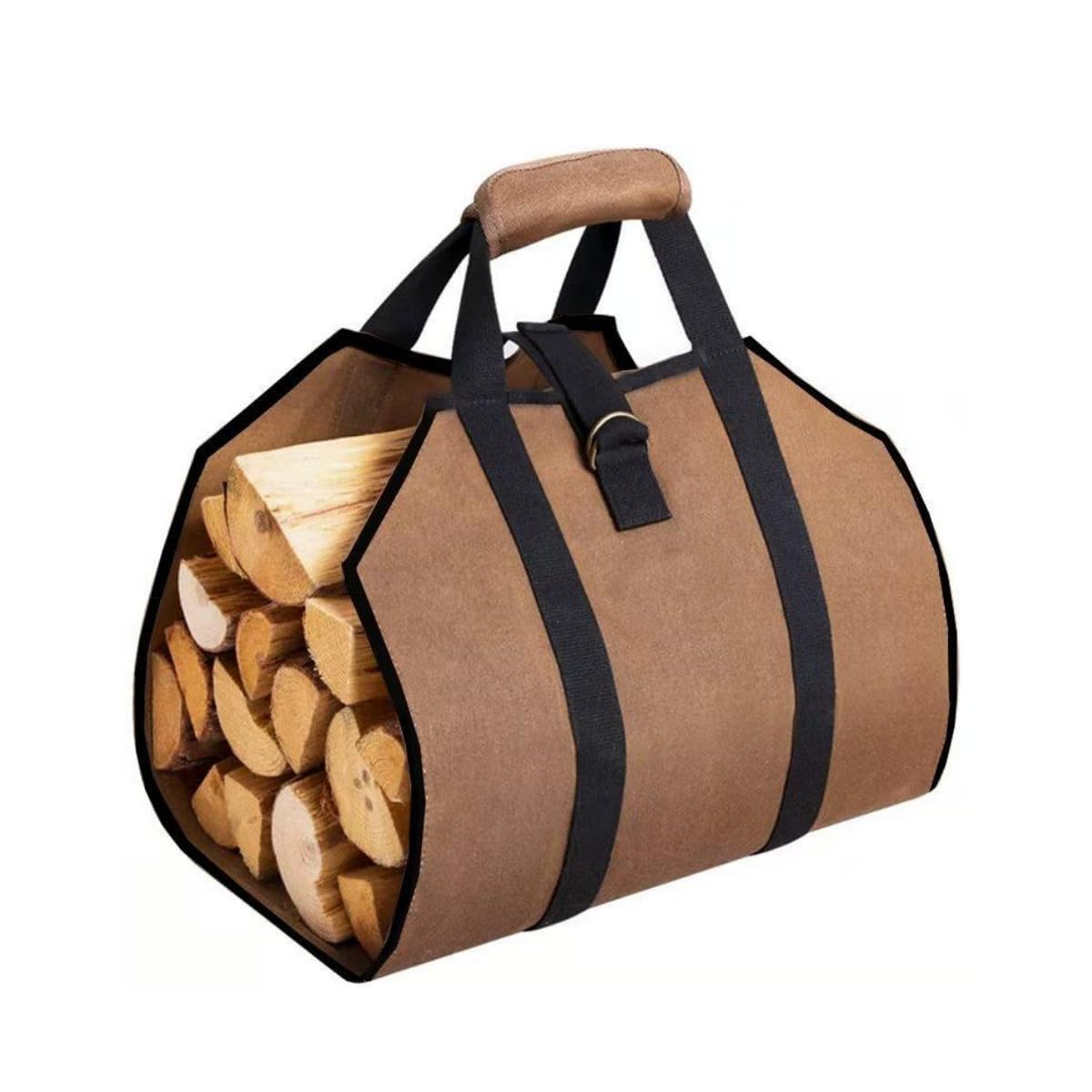 Large Wood Carrying Bag With Handles Security Strap for Camping Indoor Firewood Log Holder, Foldable Firewood Storage, 1pcs