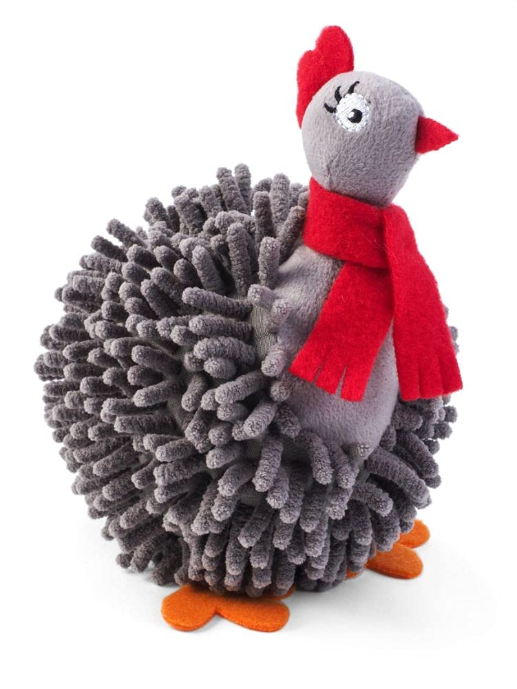 Zoon Small Grey Noodly Partridge Squeaky Plush Pet Dog Toy