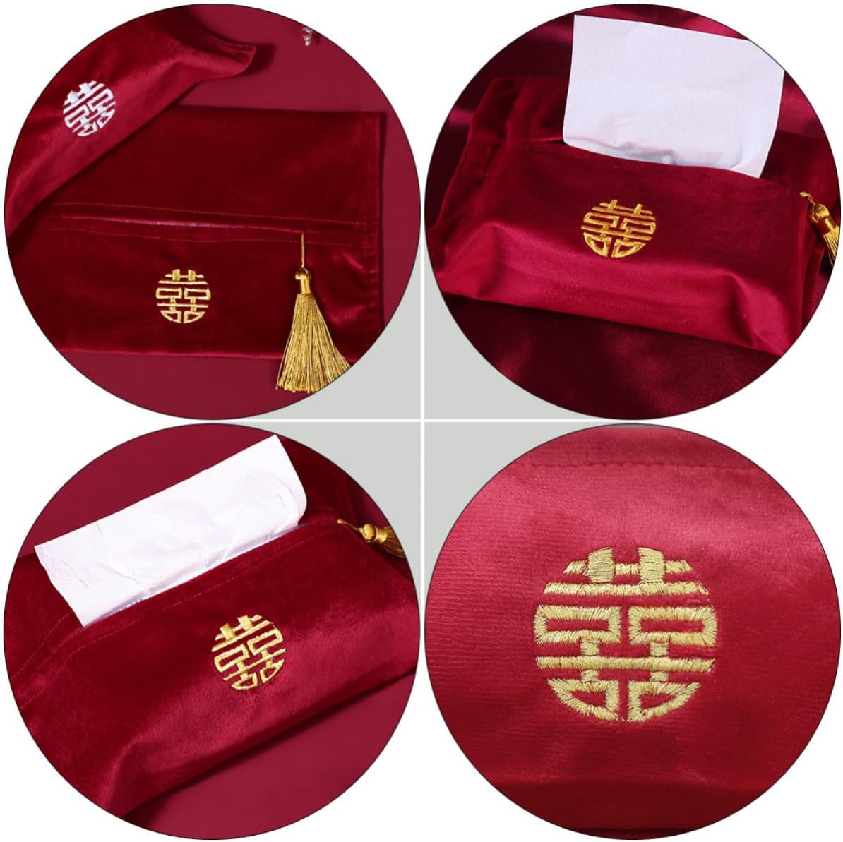 Wedding Napkin Bag Cloth Tissue Holder Large Capacity Red image 3