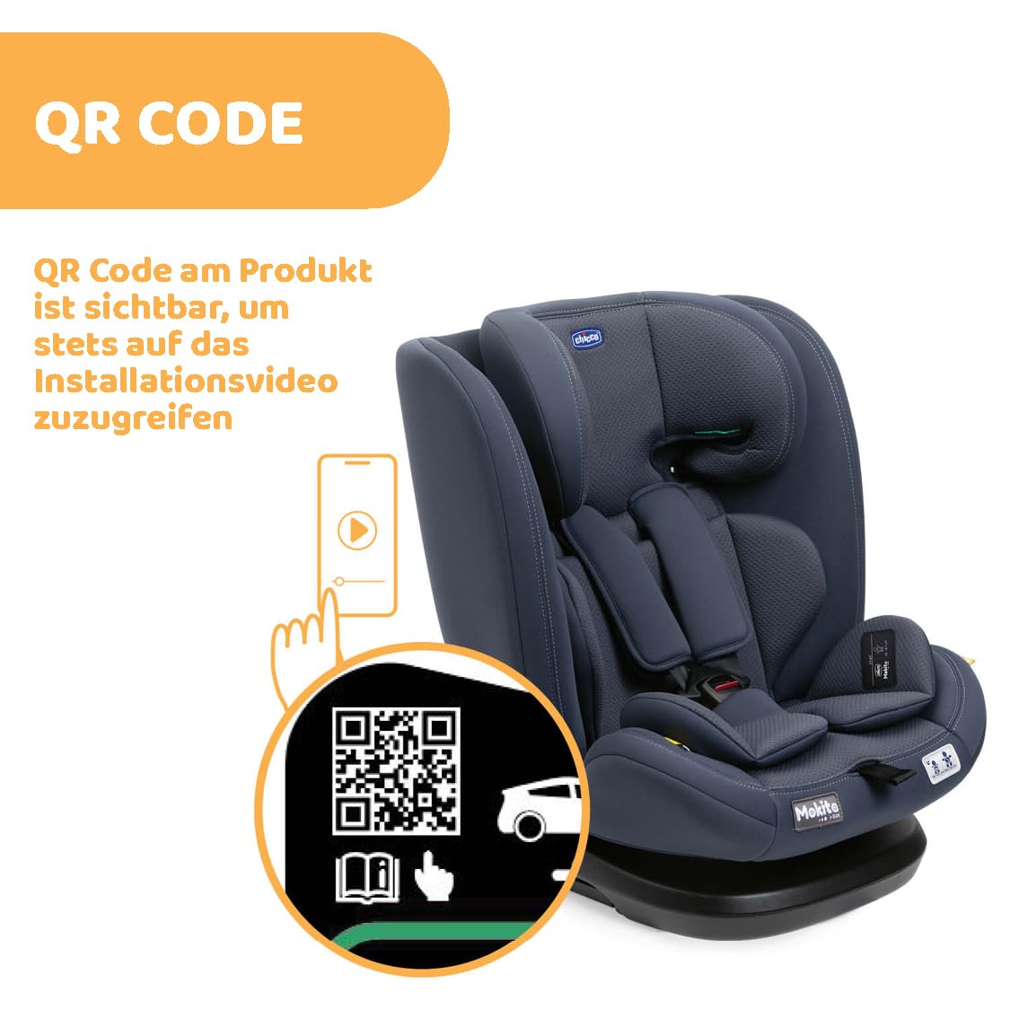 Chicco Mokita I-Size Kindersitz, mit Isofix-System, für Kinder zwischen 76 und 150 cm Körpergröße, Gewicht 10-36 kg, verwendbar ab 15 Monaten, Gruppe 1/2/3, inklusive Einsatz, Blau