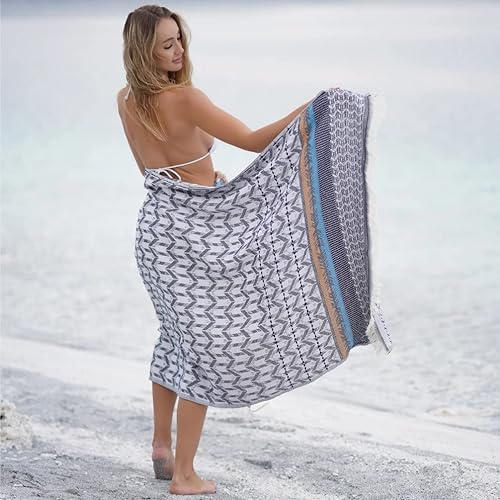 Miniatura 2 de BAGNO MILANO Toallas de playa de algodón turco orgánico, suaves, de secado rápido, de gran tamaño, para playa, yoga, spa, piscina (toalla de playa,