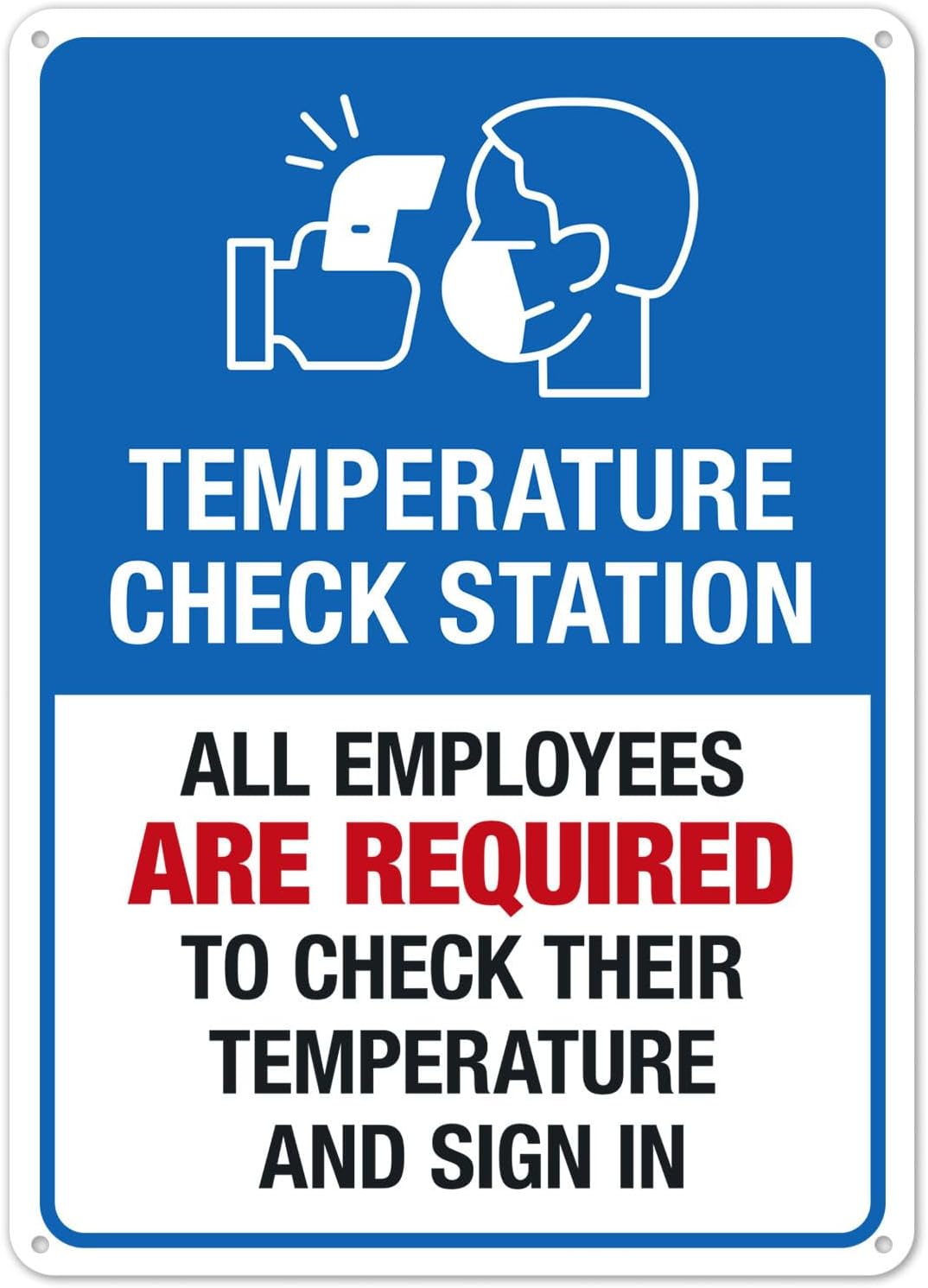 Amazon.com: Temperature Check Station Sign, All Employees Are Required ...