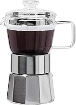 OGGI Stovetop Espresso Maker Moka Pot- 4 cup (4oz), Borosilicate Glass, Italian Coffee Maker, Espresso Coffee Maker, Stovetop Coffee Maker