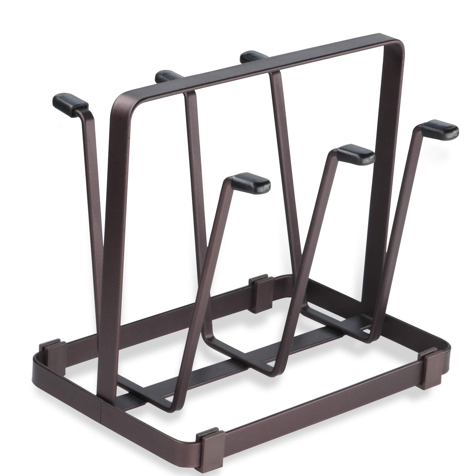 QDH Cup Drying Rack, Silicone Protective Hooks Non-Slip, Stand Beer Gl Rack, No Drilling Tableware Rack for Office Kitchen Bathroom 6 Cups, Black