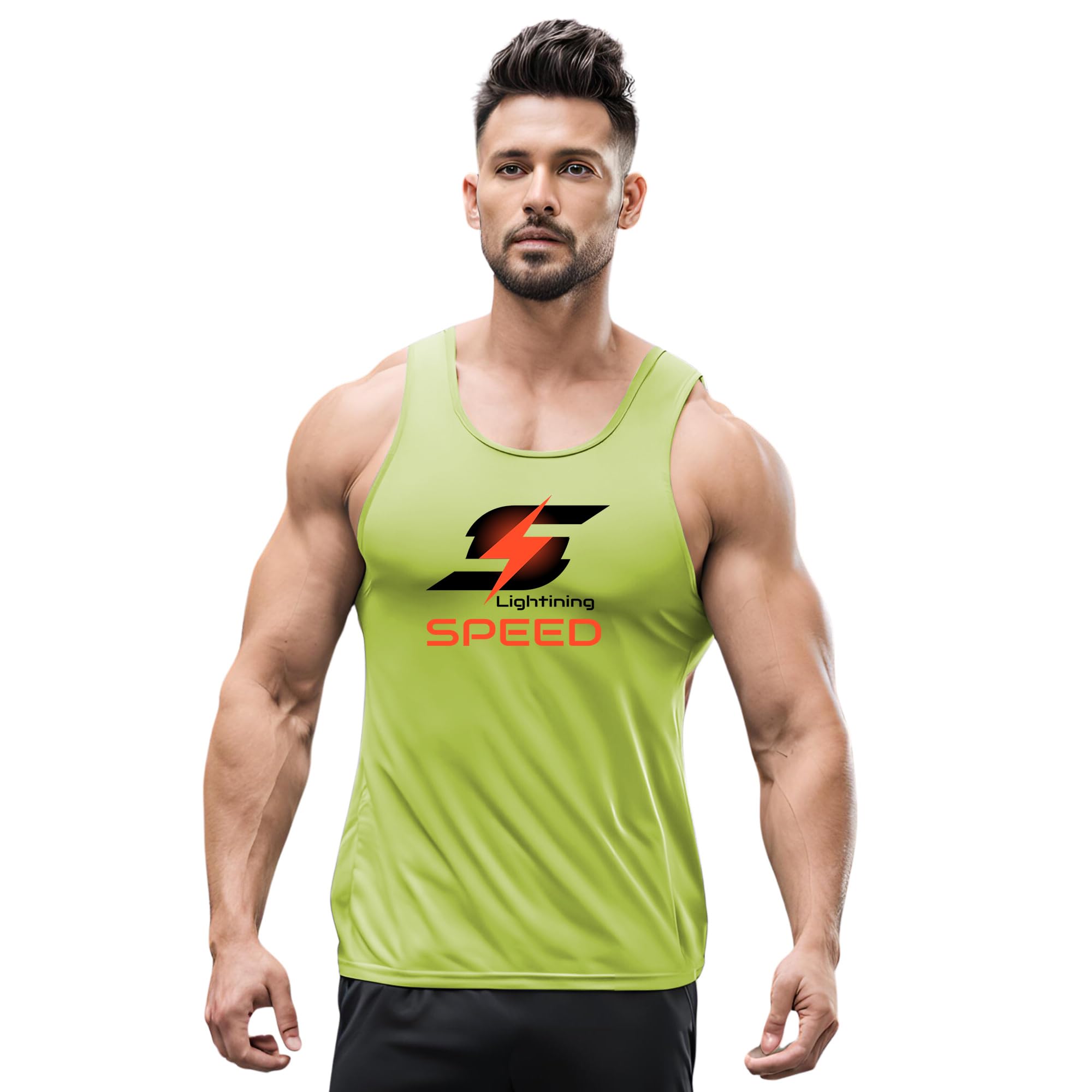 3colors 3Colours RGB Men's Active Wear Sleeveless Tank top, Gym Vest, Leisure wear Regular FIT-Lighting Speed-picture-30