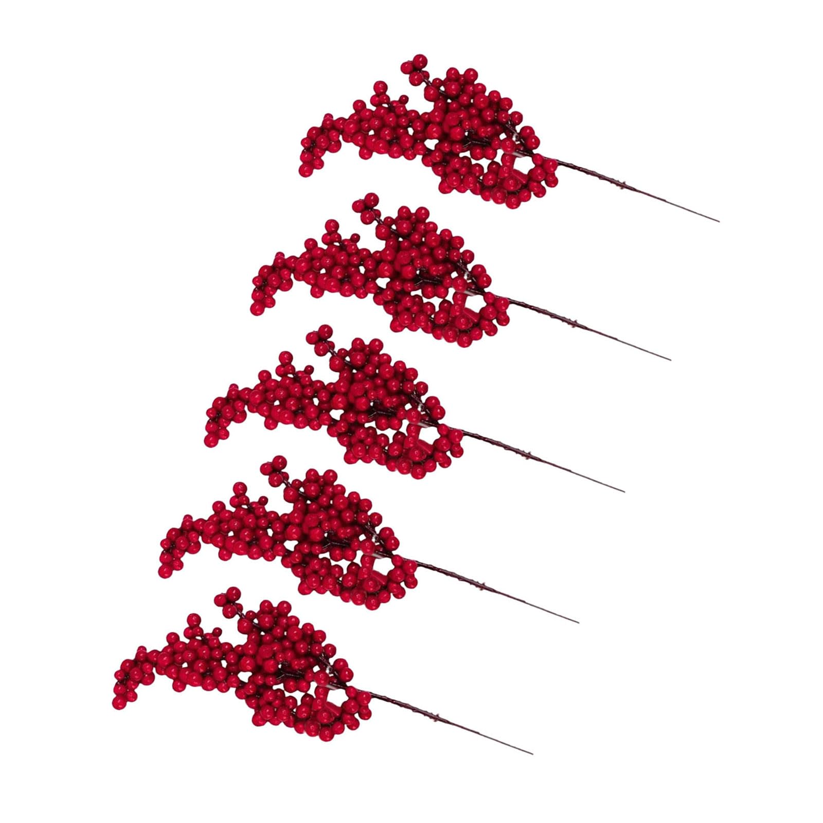Limtula 50Pcs Bendable Berries Stems Artificial Red PVC Branches for Christmas Tree Wreath Holiday Table Centerpieces PVC Stems