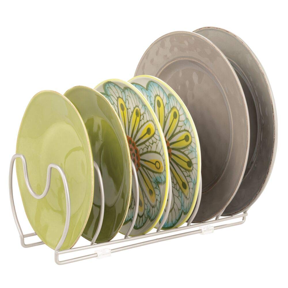 mDesign égouttoir en métal pour casseroles, poêles et couvercles (lot de 2) – range couvercle compact pour placard de cuisine – rangement peu encombrant pour ustensiles de cuisine – argenté mat