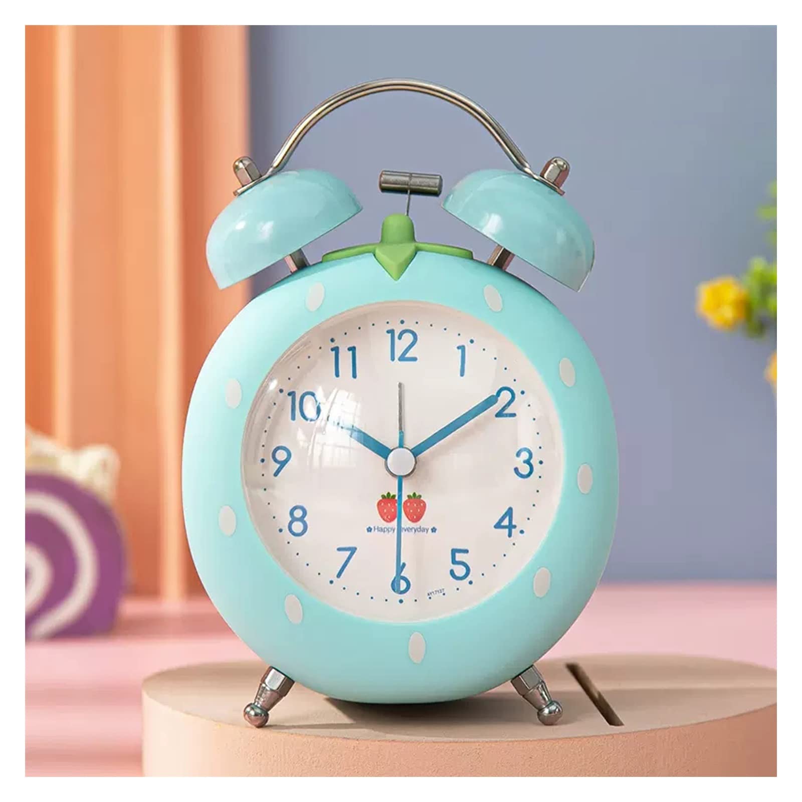 BMKGODN alarm clock， Double Bell Home Desktop Desk Table Analog Clock Silent with Night Light Alarm Clocks for Bedrooms(Blue)