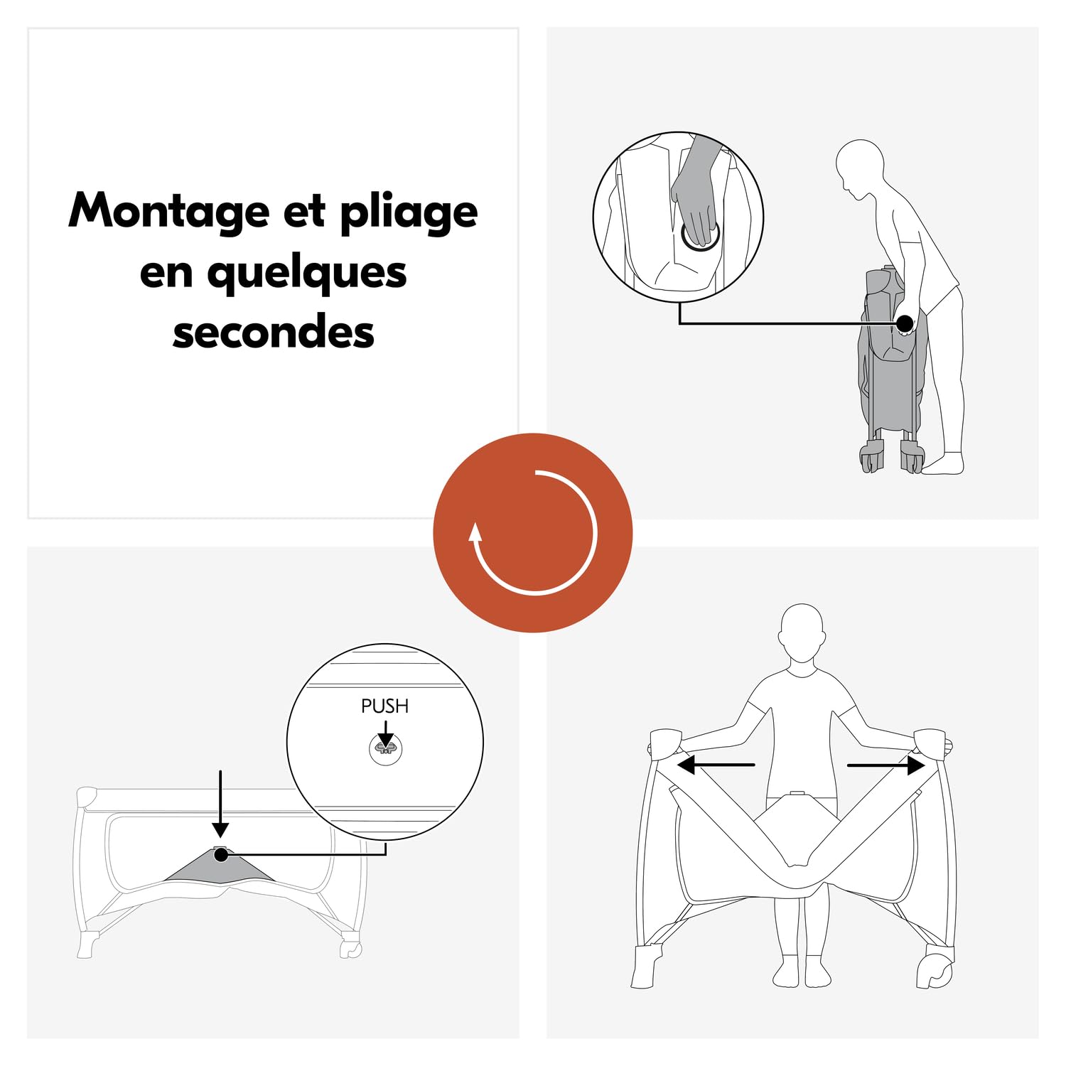 hauck Lit Parapluie Bébé Sleep N Easyfold I Pliage Ultra Rapide, Dark Grey | Innovation Award 2026, inclus ouverture XL, sac de transport I De la naissance à 15 kg/3 ans, lit bébé et parc (sans matelas)