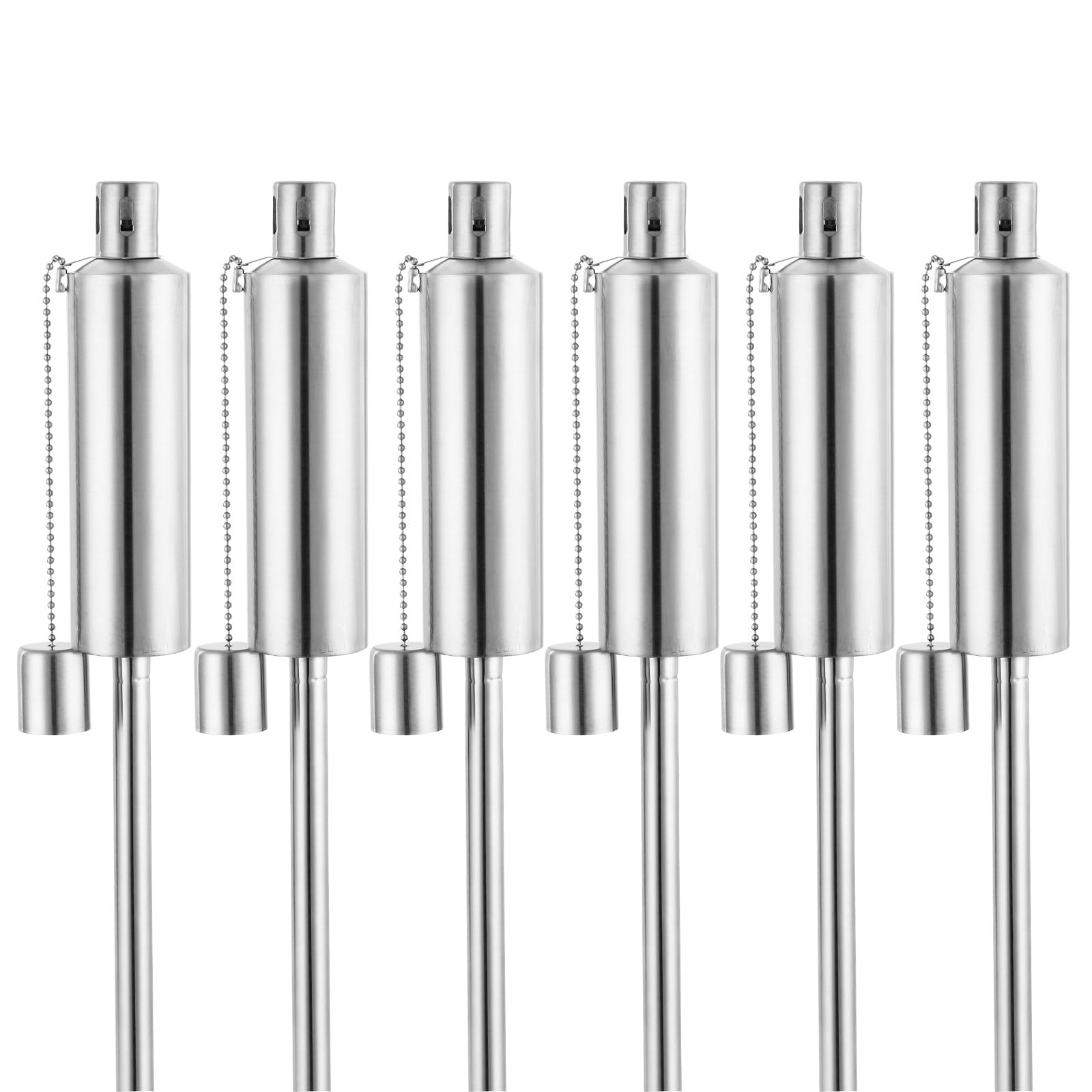 GARDEBRUK® Garden Torches Set of 6 | Outdoor Use Oil 330ml | Stainless Steel Metal Weatherproof | 115cm Large Paraffin Lamp Torches | Wick Refillable | Garden Lighting Flame Torches