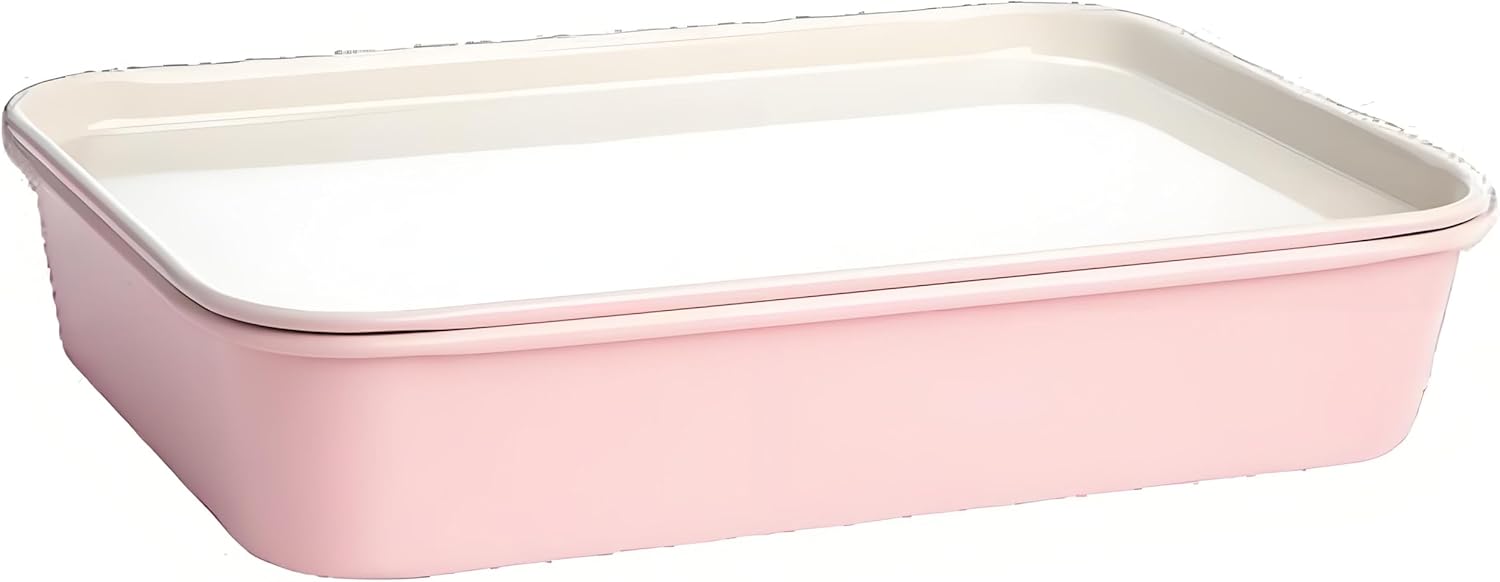 Pink Baking Set of 4, Non-Stick Baking Sheet, Loaf Pan & Cake Pan, Carbon Steel Stackable Cookware, Stylish Pink Pots and Pans Set