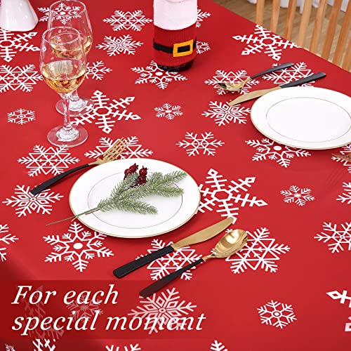 CAROMIO-Christmas-Tablecloth-60-Inch-Round-Table-Cloth-Outdoor-Winter-Christmas-Decorations-Table-Decor-Dining-Table-Cover-Farmhouse-Xmas-Red-Snowflake-for-Banquet-Party-Kitchen-Dining-Room CAROMIO Christmas Tablecloth 60 Inch Round Table Cloth Outdoor Winter Christmas Decorations Table Decor Dining Table Cover Farmhouse Xmas Red Snowflake for Banquet Party Kitchen Dining Room