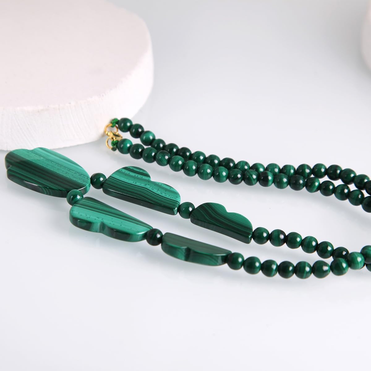 Natural malachite gemstone necklace S925 Natural malachite leaf necklace - Image 5