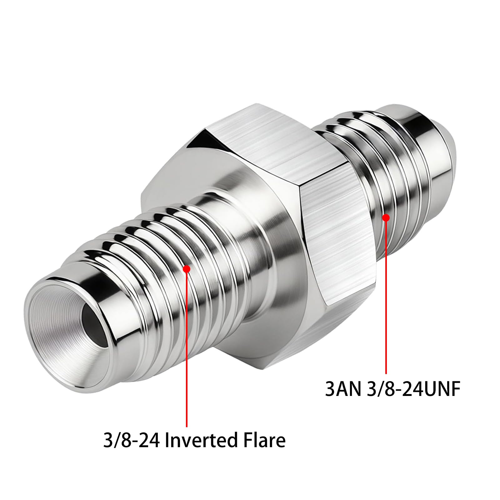 3AN Male To 3/8-24 Reverse Flare Adapter Fitting Metal HAF01 for