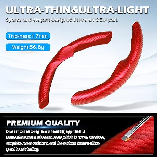 Miniatura 10 de Funda para volante de automóvil para Tesla Model Y 2020-2025 y Modelo 3 2017-2025, accesorios antideslizantes de fibra de carbono, protector de