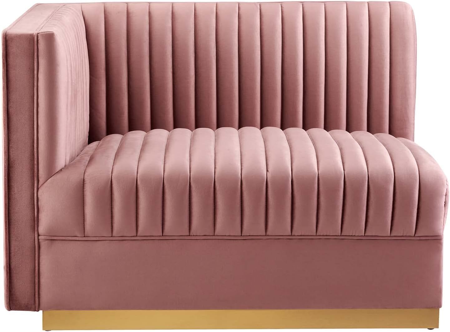 Modway Sanguine Channel Tufted Performance Velvet Modular Sectional, 4-Piece Right-Facing Sofa, Dusty Rose